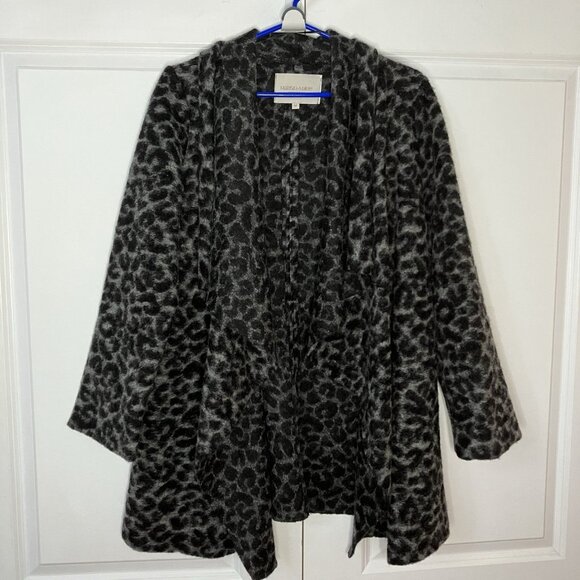 Marisa & Marie Cardigan Womens M Wool Blend Animal Print Waterfall Open Front - Picture 1 of 7